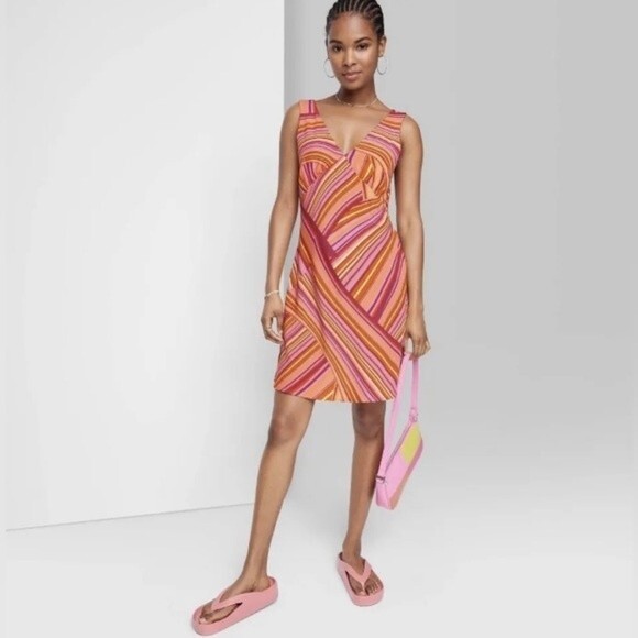 NWT Wild Fable orange and pink Y2K retro dress size XXL - Picture 3 of 10